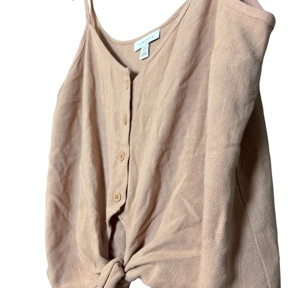 Topshop Blush Pink Button-Down Camisole Tie Front Women’s Size 8 Sleeveless - Picture 2 of 8